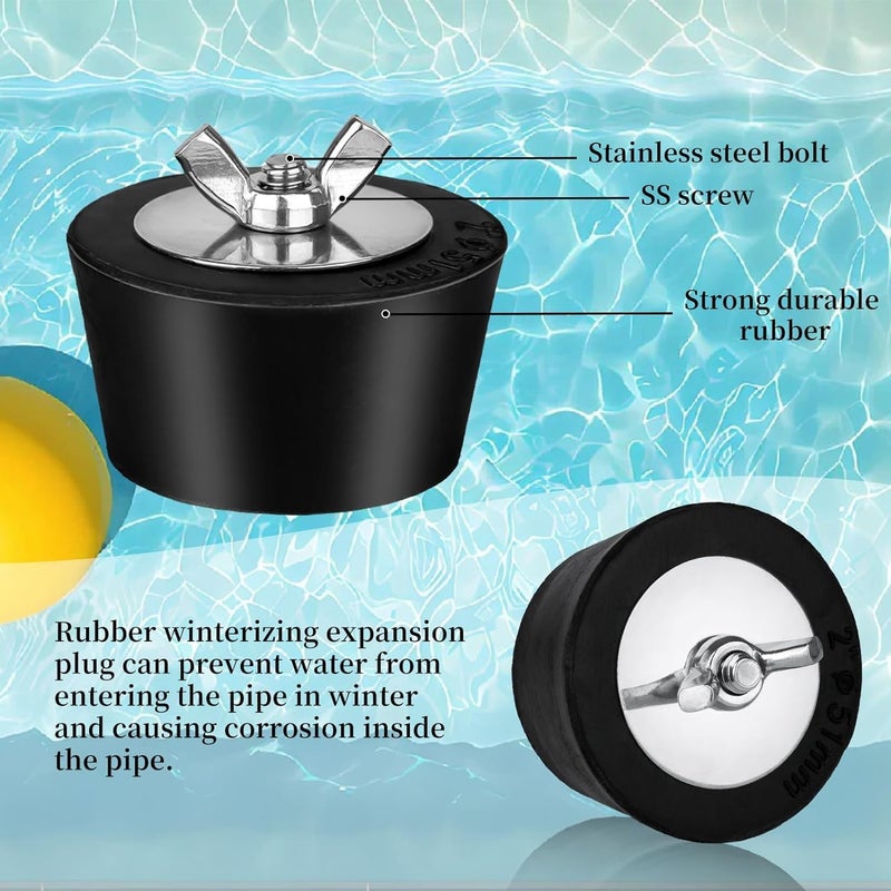 ADKUN 2 1/2 inch Pool Winterizing Plug Premium 2" to 2.5",PVC/Steel Expansion Pipe Plug，Swimming Pool Winter Expansion Plugs with SS Screw, Stainless Steel Bolts - Image 3